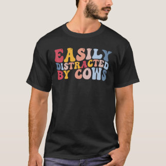Camiseta Facilmente Distraído Por Vacas Engraçado Bezerro G