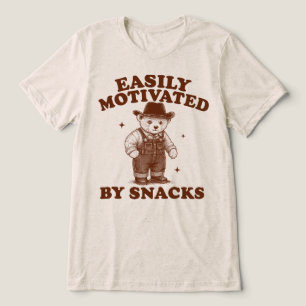 Camiseta Facilmente Motivado Por Lanches Urso Engraçado