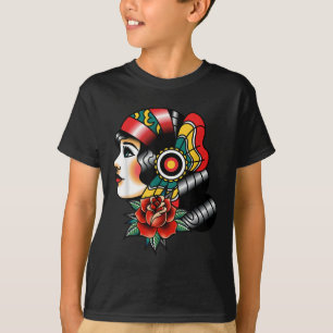 Camiseta Faculdade Antiga de Tatuagem Tradicional Americana