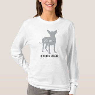 Camiseta Faculdade com crista chinesa do cão com nome do