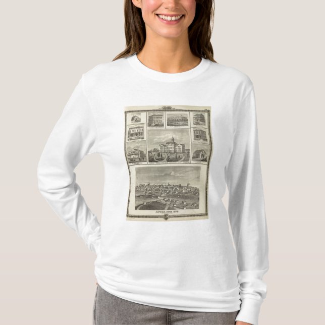 Camiseta Faculdade de Avoca Penn, construções de Oskaloosa (Frente)