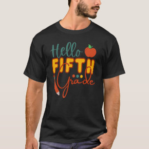 Camiseta Faculdade de Crianças do Grau 5 Bonito Alô, 5º ano