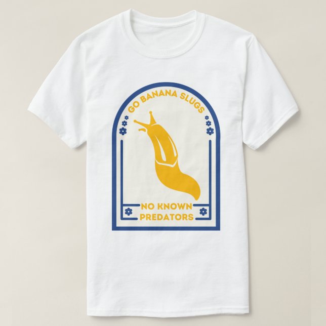 Camiseta Faculdade de Cruz de Papais noeis de Banana Slug (Frente do Design)