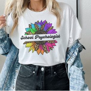 Camiseta Faculdade de Psicóloga Profissão Rainbow Sunflower