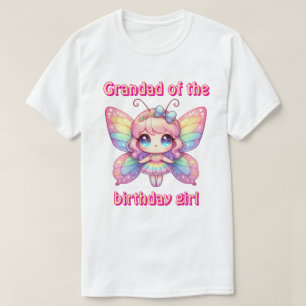 Camiseta Fada borboleta arco-íris avô da menina de aniversá