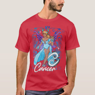 Camiseta Fada cancer Zodiac Fadas de Aniversário Fadas Negr