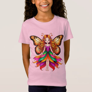 Camiseta Fada Colorida Com Asas de Borboleta Vibrante