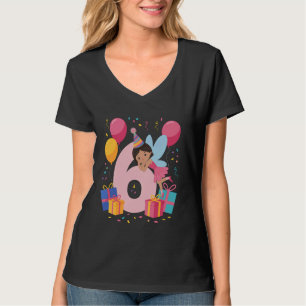 Camiseta Fada de 6 para aniversário para menina de 6 anos s