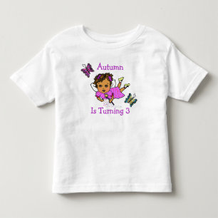 Camiseta Fada de Aniversário e Borboletas Idade e Nome