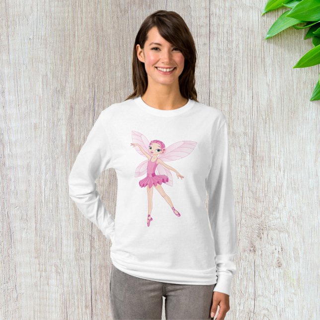 Camiseta Fada De Ballerina Rosa Elegante Para Amantes De Da (Criador carregado)