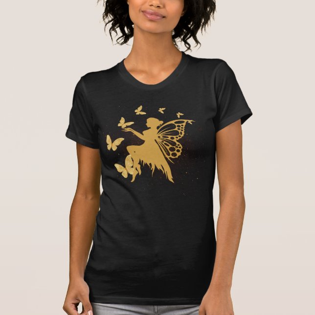 Camiseta Fada de Borboleta Dourada (Frente)