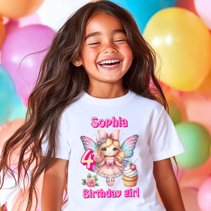Camiseta Fada de cupcake rosa, aniversário da borboleta