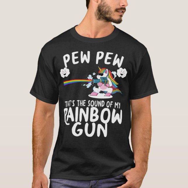 Camiseta Fada de dança do Unicorn Rainbow Gun (Frente)