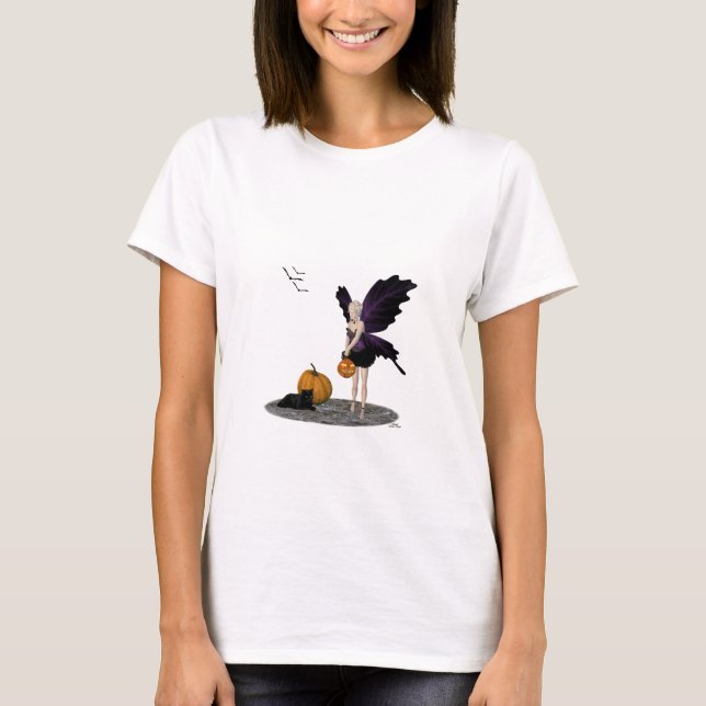 Camiseta Fada de Halloween com camisa-T da mulher de abóbor (Frente)