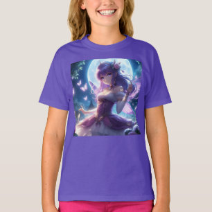 Camiseta Fada de Lua de Lua de Violeta da Menina de Anime