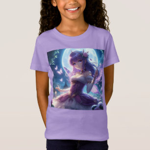 Camiseta Fada de Lua de Lua de Violeta da Menina de Anime