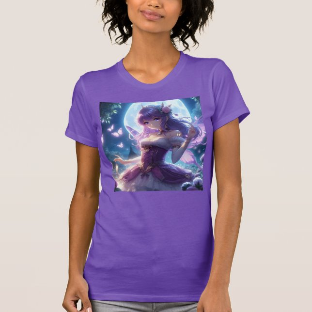 Camiseta Fada de Lua de Lua de Violeta da Menina de Anime (Frente)