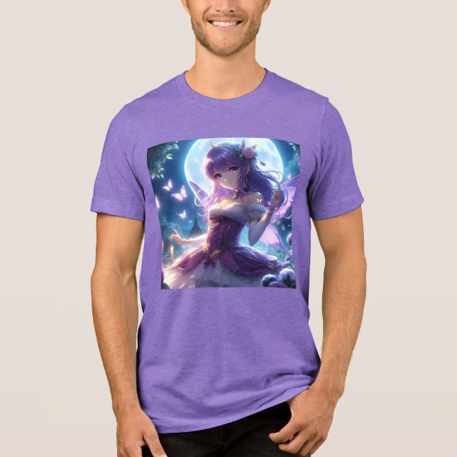 Camiseta Fada de Lua de Lua de Violeta da Menina de Anime (Frente)