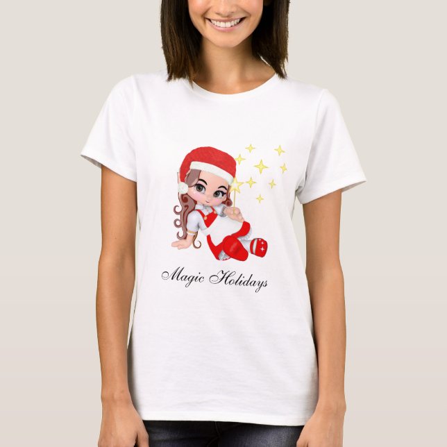 Camiseta Fada de Natal, Anjo e Estrelas (Frente)