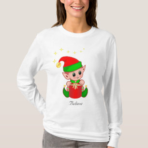 Camiseta Fada de Natal Fofo com Estrelas