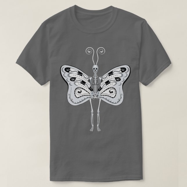Camiseta Fada de pelúcia do Skeleton grunge Butterf (Frente do Design)