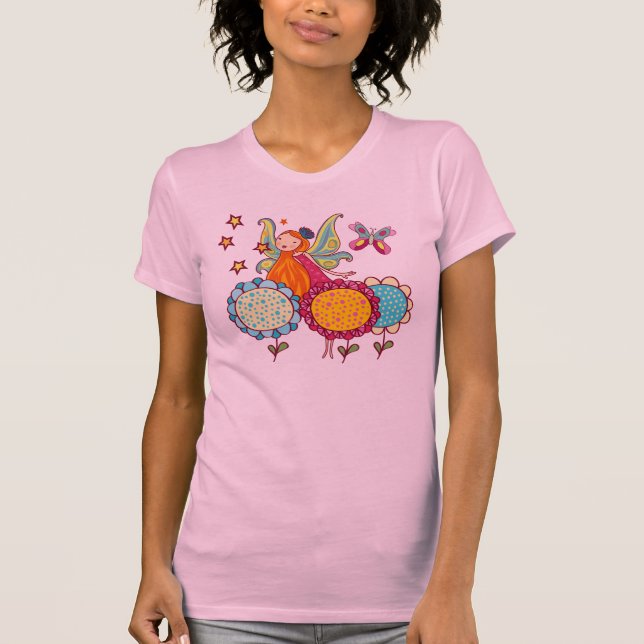 Camiseta Fada do jardim com flores (Frente)