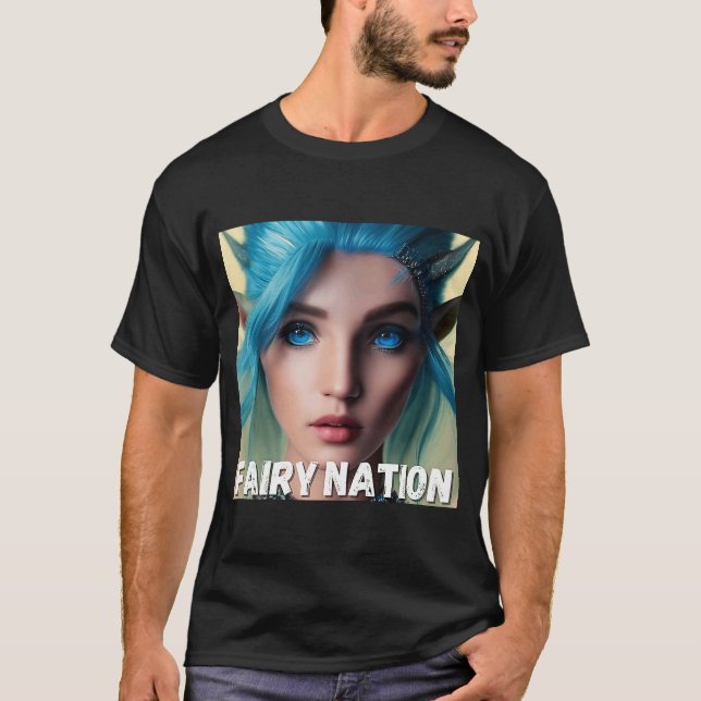 Camiseta Fada Elfa de Cabelos Azuis Fada Pixie Elfin (Frente)