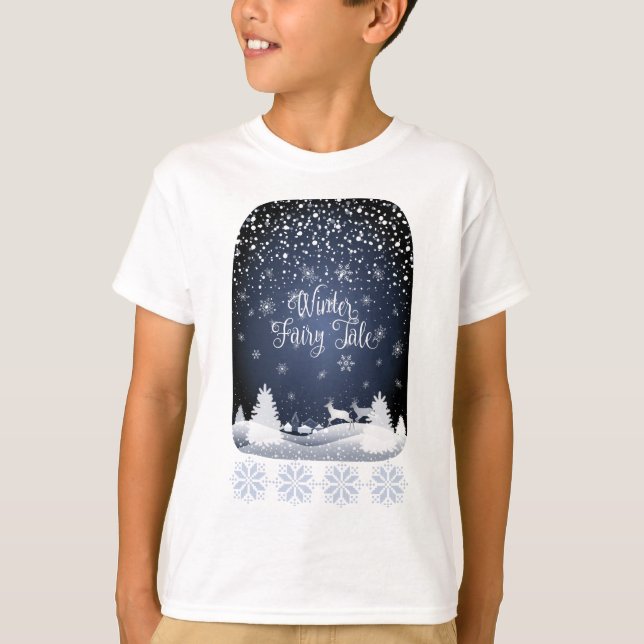 Camiseta Fada Fada Faliada de inverno Floresta de neve fant (Frente)