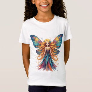 Camiseta Fada Fantasia Encantadora com Asas Coloridas