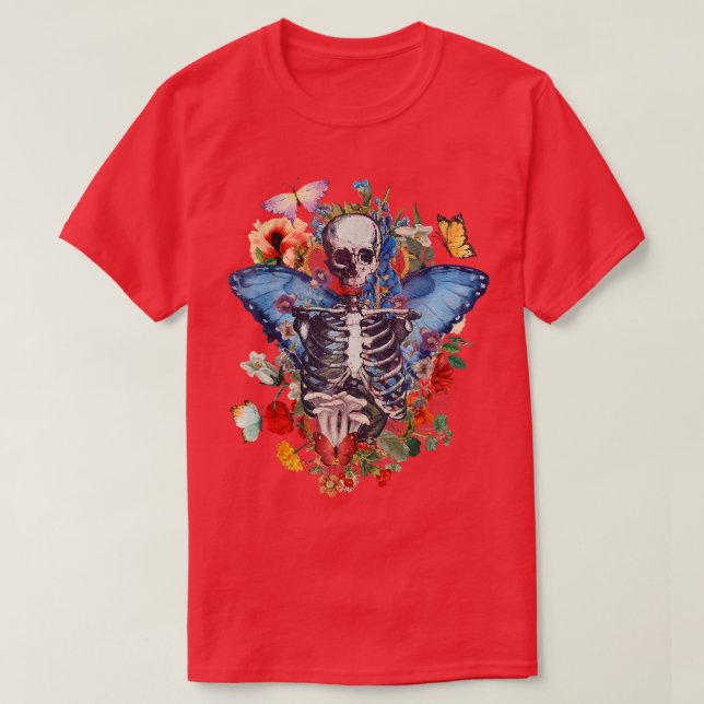 Camiseta Fada Grunge Butterfly Wing Skeleton Fairycore Aes (Frente do Design)