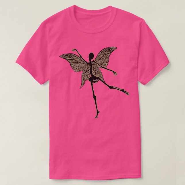 Camiseta Fada Grunge Fairycore Aestético Dancing Skeleton  (Frente do Design)
