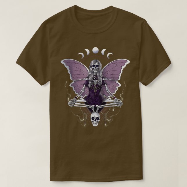 Camiseta Fada Grunge Fairycore Aestético Gótico Esqueleto B (Frente do Design)