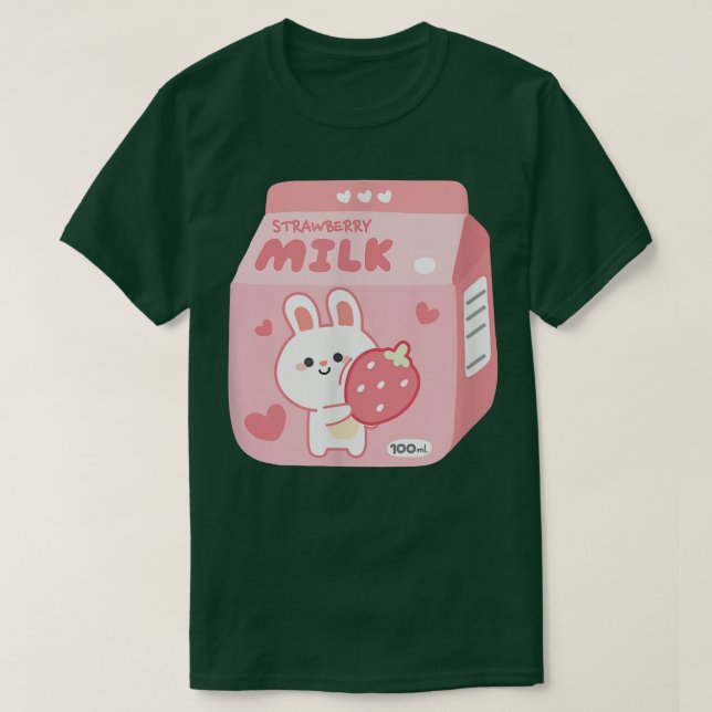 Camiseta fada kei pastel morango leite rosa pinto-pinto-ros (Frente do Design)