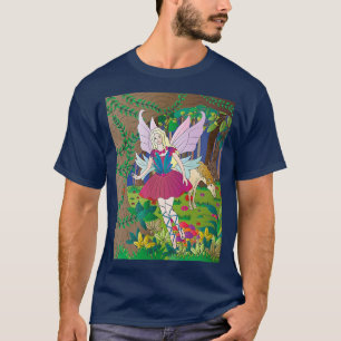 Camiseta Fada loira de fantasia em floresta com uma unidade