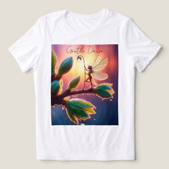 Camiseta Fada mágica com lanterna de gota de orvalho no gal (Design frontal)