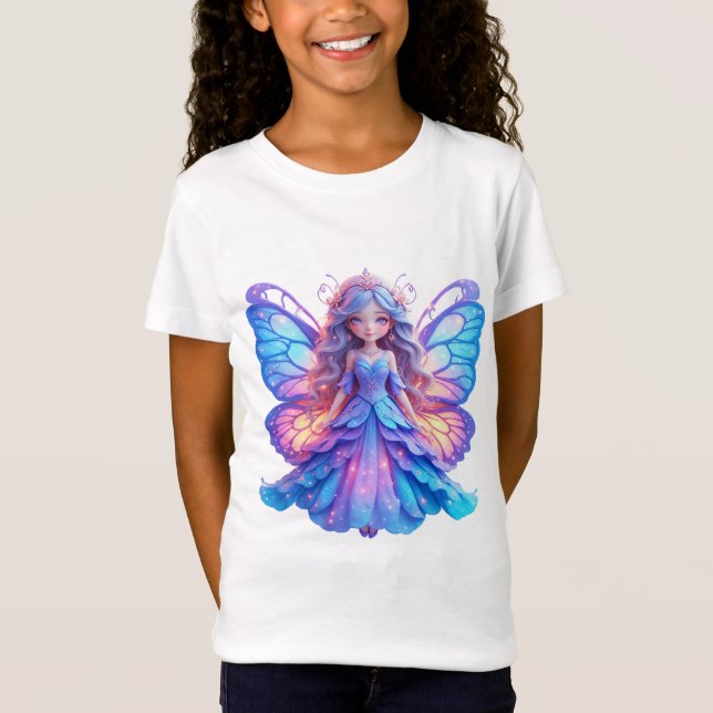 Camiseta Fada Mágica Princesa com Asa de Borboleta Brilhant (Frente)