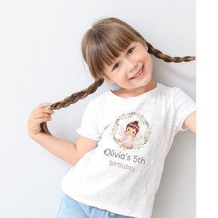 Camiseta FADA Menina Bailarina de Vestido Rosa Aniversário
