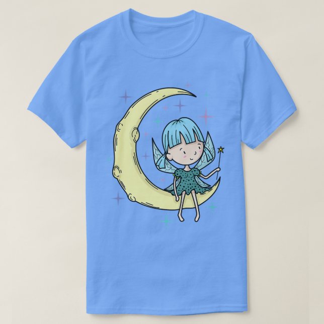 Camiseta Fada na Lua com WandT-Shirt mágica (Frente do Design)