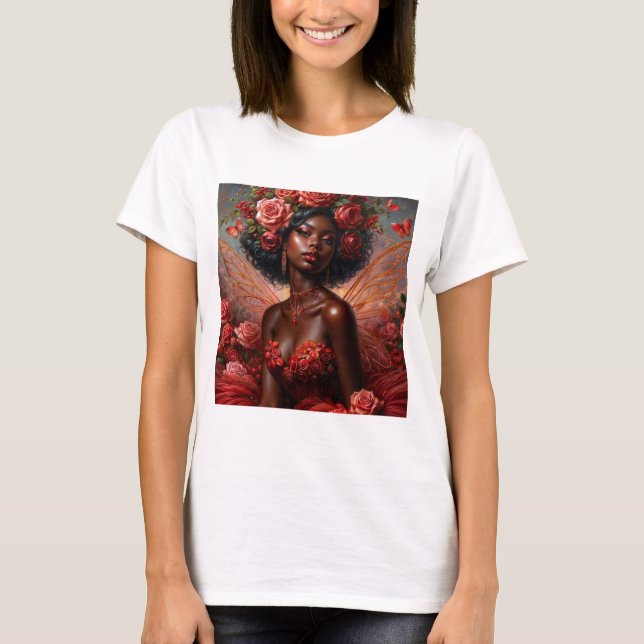 Camiseta Fada Negra Com Rosas (Frente)
