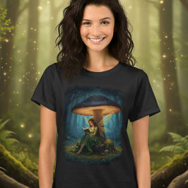 Camiseta Fada Noturna Encantada Lendo um Livro