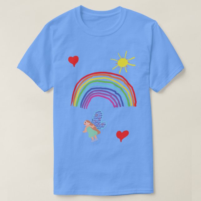 Camiseta Fada Rainbow Sun e Hearts de Lara (Frente do Design)