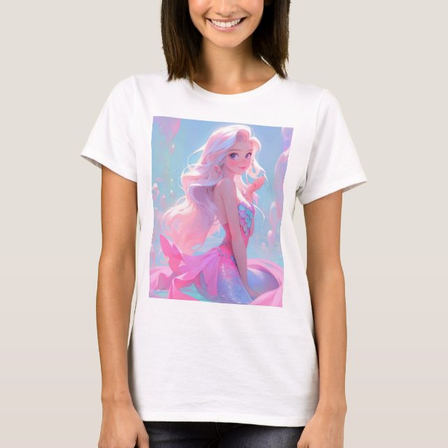 Camiseta Fada rosa-branca-rosa-fada-fada-de-bruxa-barbie-t- (Frente)