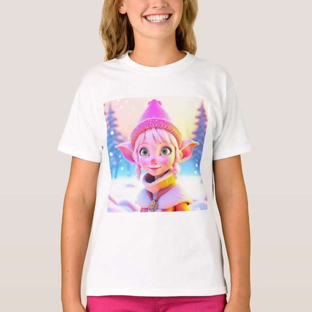 Camiseta Fada Rosa Fofa Natal Caprichoso (Frente)