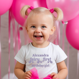 Camiseta Fada Roxa Primeira Baga Primeiro Aniversário