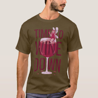 Camiseta Fada senta-se no copo do vinho Tempo para encher o