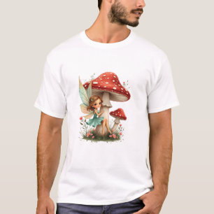 Camiseta Fada Whimsic Sentada num Cogumelo