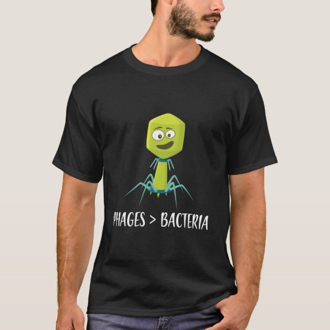 Camiseta Fagos Sobre Bactérias Bacteriófago (Frente)