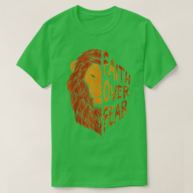 Camiseta Fair Over Fear Christian Lion Judah Faith Christia (Frente do Design)