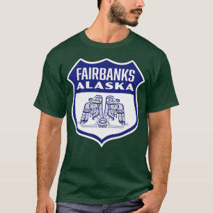 Camiseta Fairbanks Alaska Retro Bird Shield Blue