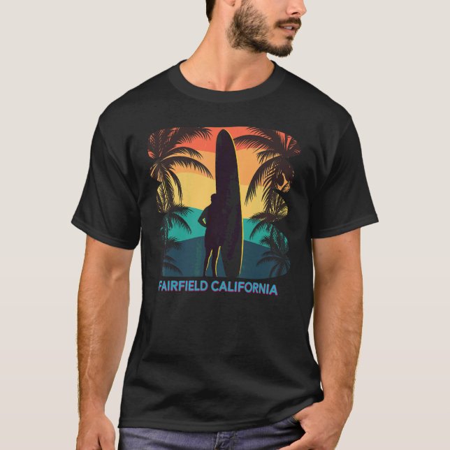 Camiseta Fairfield California Ca Palm Tree Surfboard (Frente)